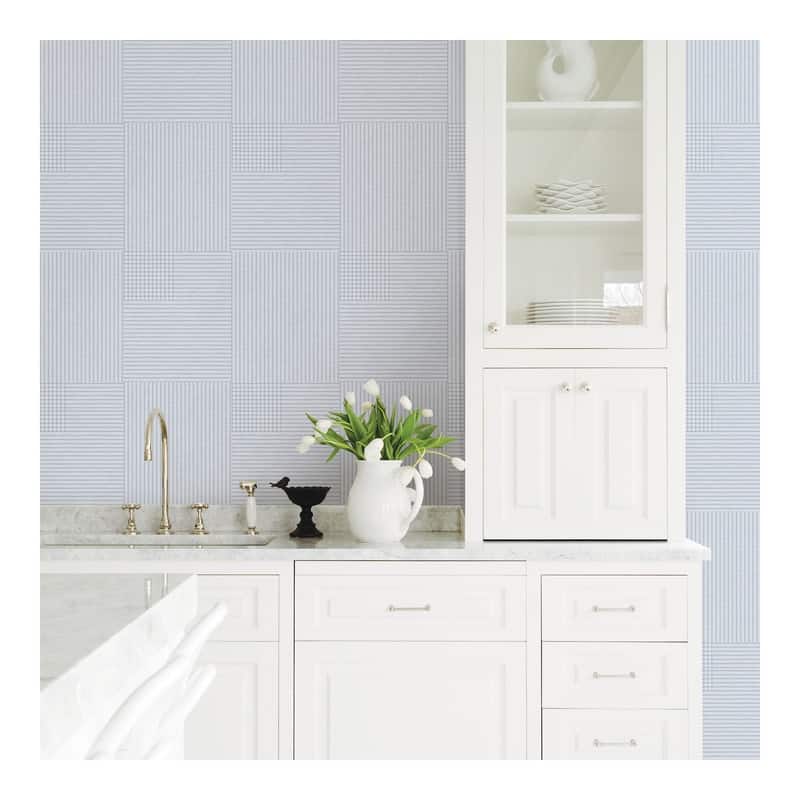 Advantage Ronald Light Blue Squares Wallpaper - 21 x 396 x 0.025