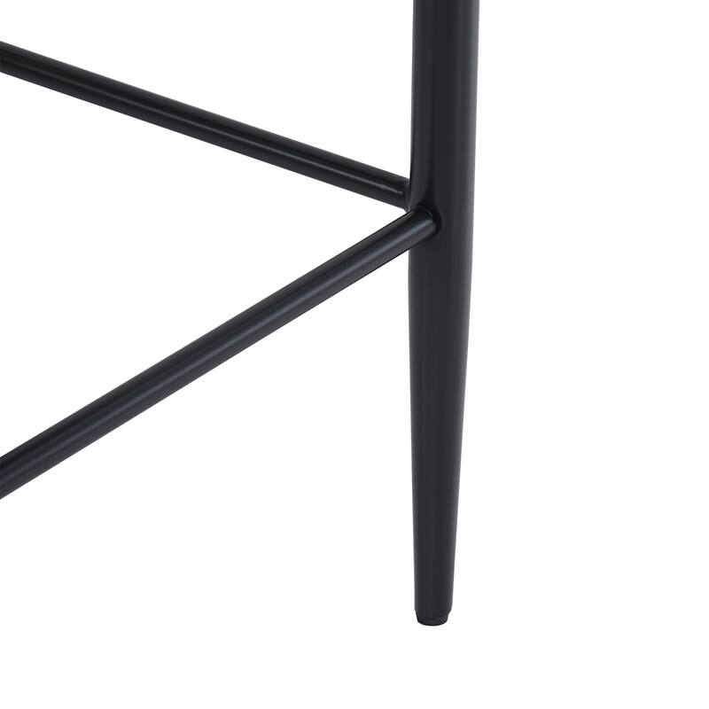 Industrial Counter Height Armchairs Barstools Set of 2 with Beige PU Leather Seating and Black Iron Frame for Kitchen, Dining