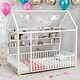 preview thumbnail 1 of 34, Space-Saving Twin Size Kids Bed House Bed with Fence and Shelves White