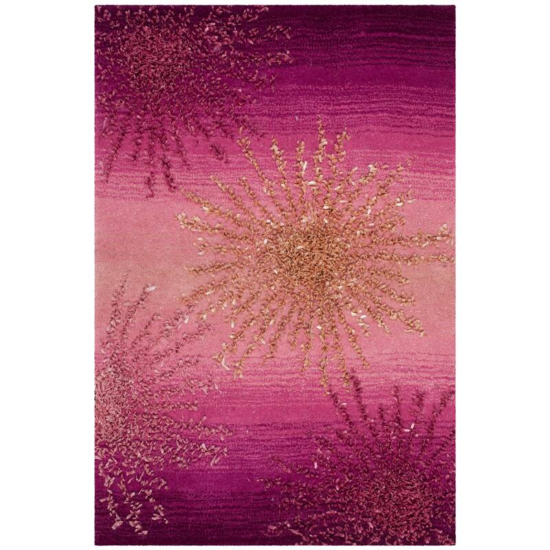 SAFAVIEH Handmade Soho Miyase Burst New Zealand Wool Rug - 2' x 3' - Pink