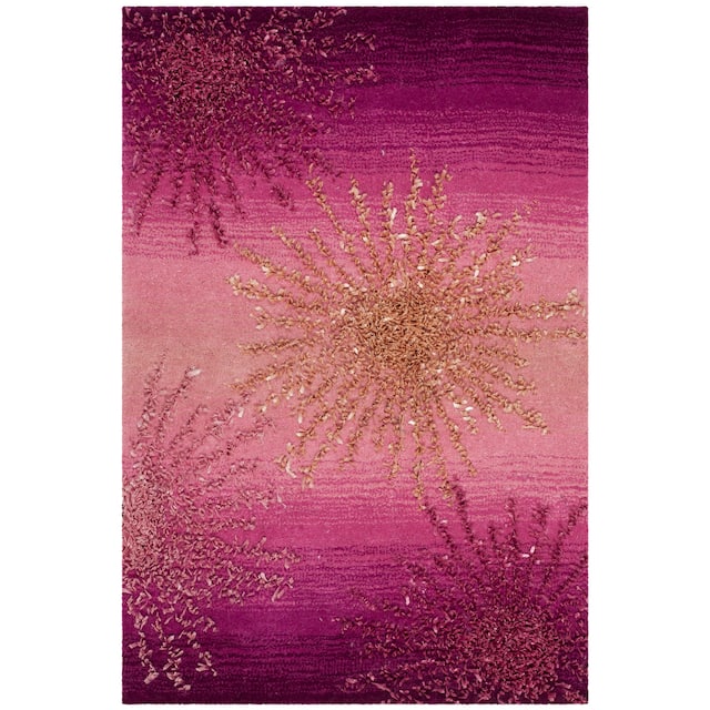 SAFAVIEH Handmade Soho Miyase Modern Burst New Zealand Wool Rug - 2' x 3' - Pink