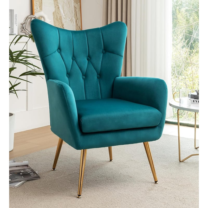 US Pride Furniture Modern Accent Chair with Ergonomic High Wingback Microfiber Upholstered Armchair with Metal Legs