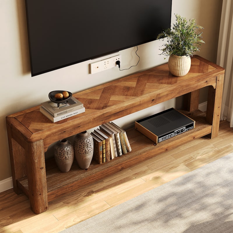 Solid Wood 63" TV Stands, Low Media Console Entertainment Center