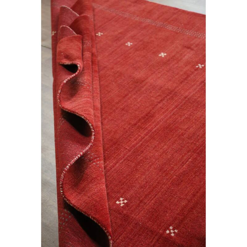 Hand Knotted Oriental 100% Wool Carpet Tribal Tribal Red Gabbeh Area Rug - 9' 9'' X 6' 9''