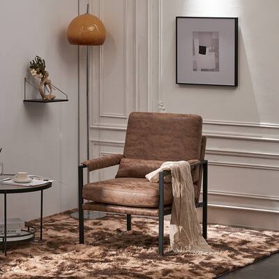 Indoor Single Leisure Chair with Iron Frame and Cushion