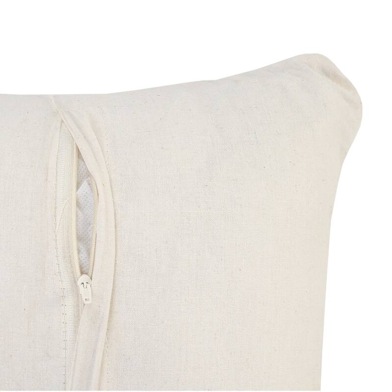 Sevita White and Multicolored Chindi with Natural Jute Striped Throw Pillow
