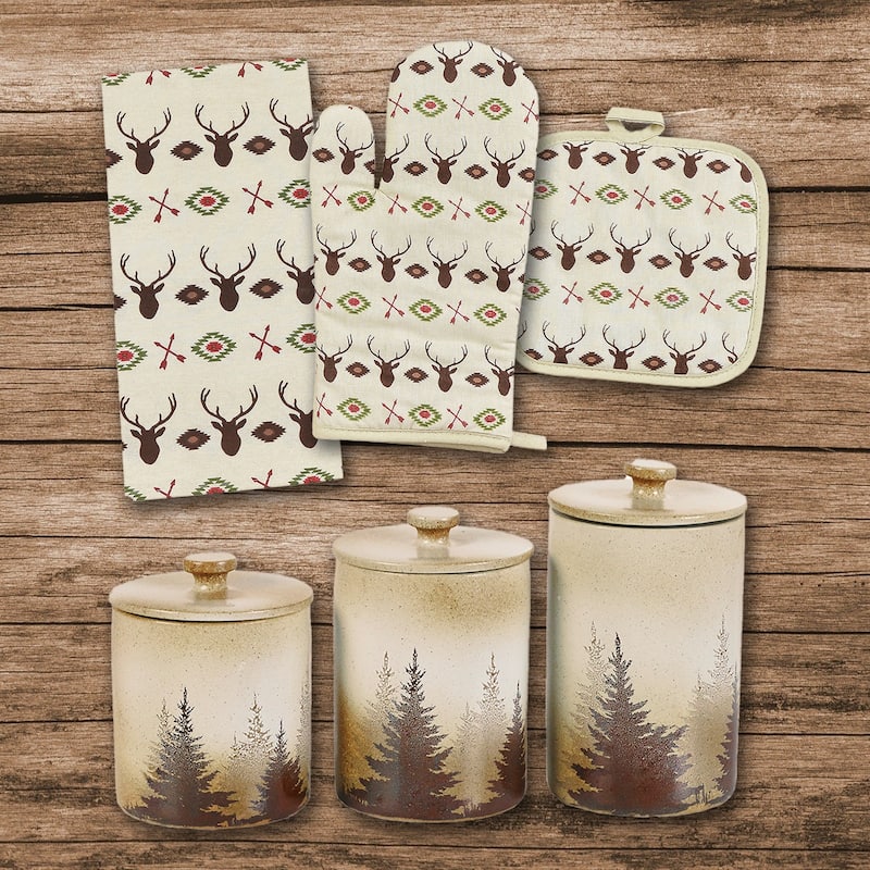 HiEnd Accents Aztec Multi Deer Print and Clearwater Pines 12 PC Set