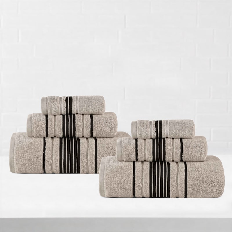 Superior Sadie Zero Twist Cotton 6 Piece Solid Towel Set - Stone