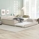 preview thumbnail 12 of 23, Full Size Upholstered Platform Bed with USB and Twin Size Trundle, Beige