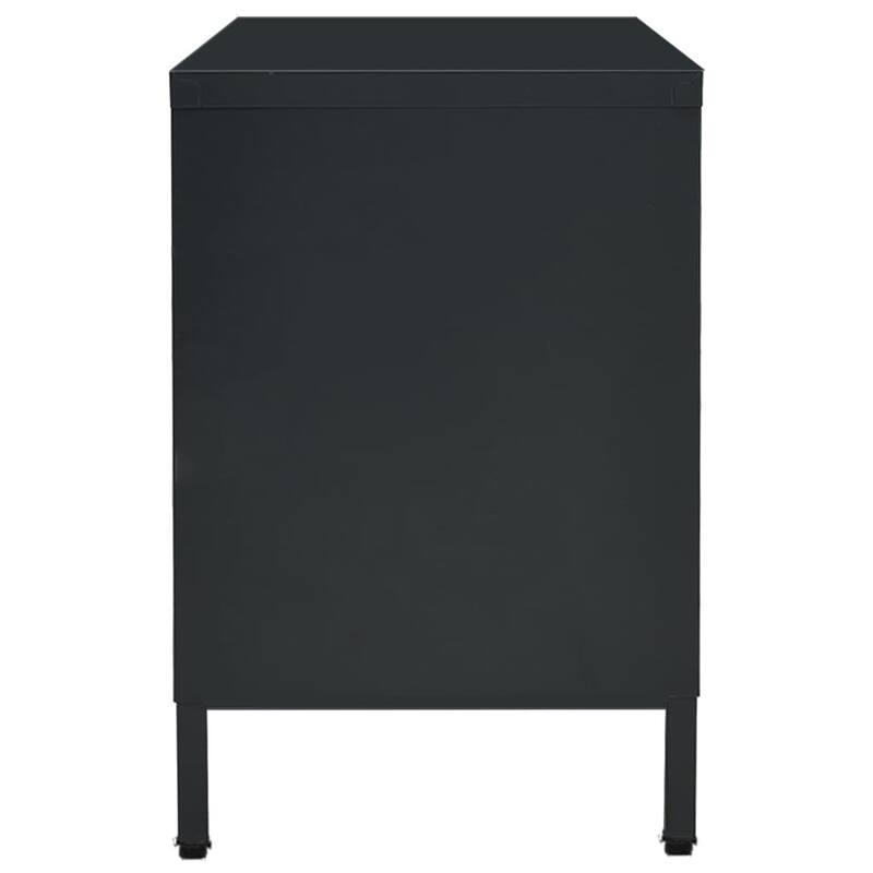 vidaXL TV Cabinet Black 41.3"x13.7"x20.4" Steel and Glass - 41.3" x 13.7" x 20.4" - 41.3" x 13.7" x 20.4"