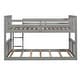 preview thumbnail 7 of 10, Gray Twin over Twin Size Solid Wood Bunk Bed with Ladder and Fence for Kids, Bedroom