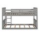 preview thumbnail 7 of 10, Gray Twin over Twin Solid Wood Bunk Bed with Ladder & Fence