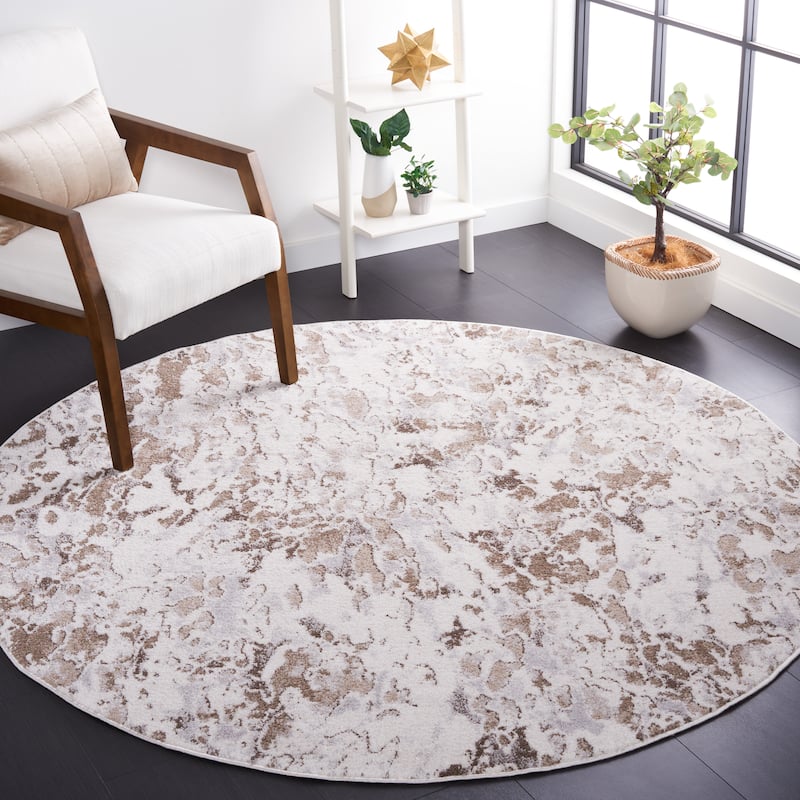 SAFAVIEH Toscana Selina Abstract Rug - 6'7" Round - Grey/Ivory