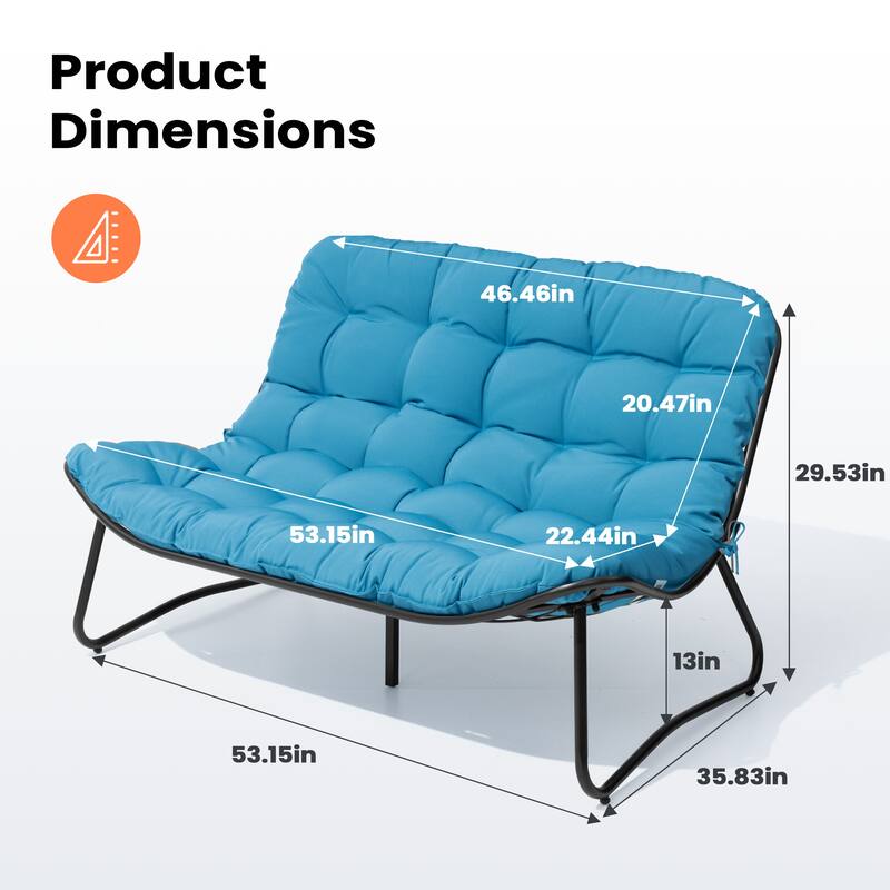 Pellebant Double Papasan Chair Loveseat with Cushion For Indoor Outdoor