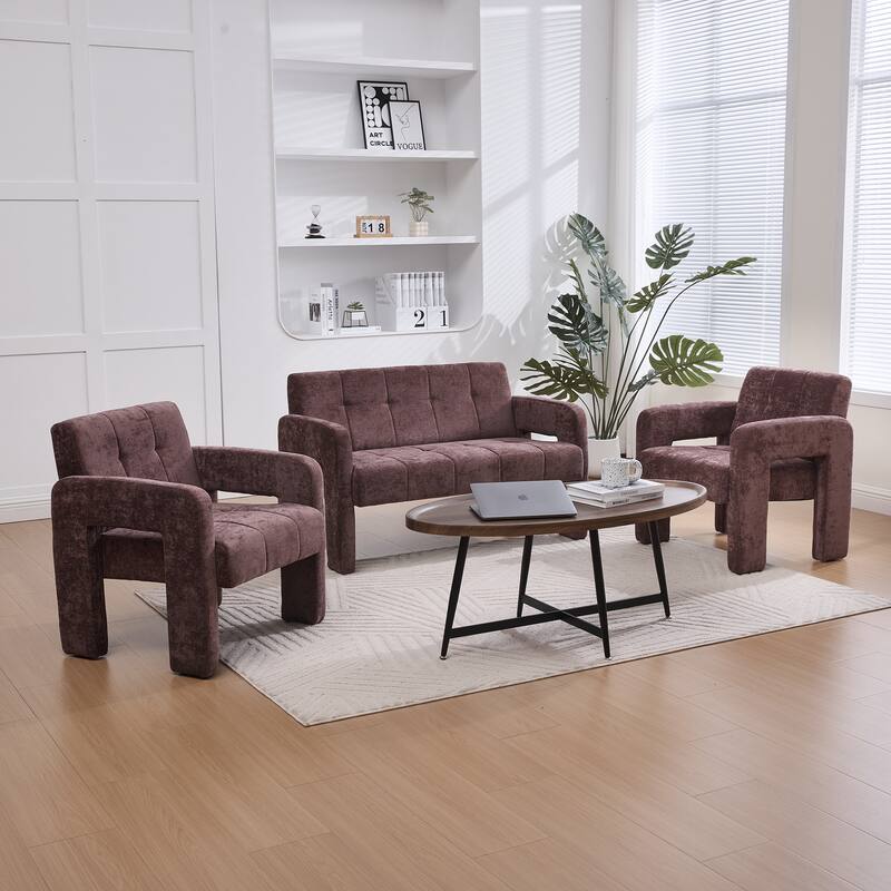 Nordic Modern Double Armchair Compact Upholstered Sofa Leisure Sofa Comfortable Seating with Dual Armrests Can be paired