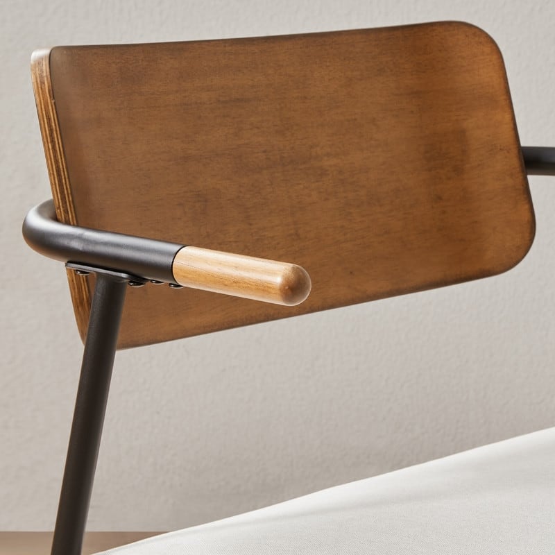 Cassie Upholstered Accent Chair with Metal Frame&Wood Back