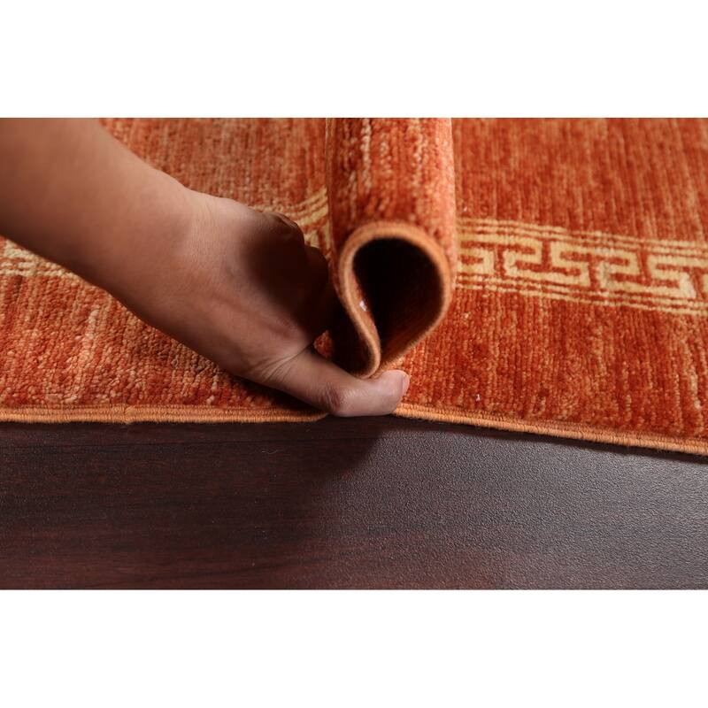 Orange Gabbeh Kashkoli Oriental Runner Rug Hand-knotted Wool Carpet - 2'7" x 9'2"