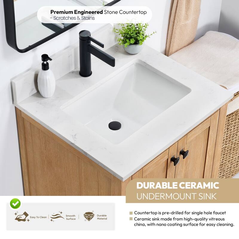 Shannon Bath Vanity with Composite Stone Countertop without Mirror