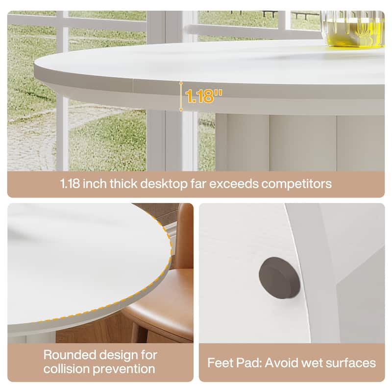 39" Roman Pillar Bar Table - Round Pub Height Table for Kitchen, Dining & Small Spaces