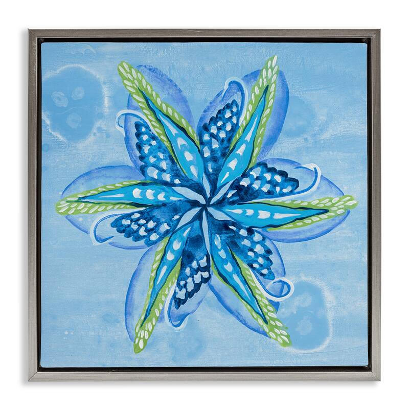 Stupell Star Shaped Abstract Flower Framed Floater Canvas Wall Art Design By Liz Jardine - 18 x 18 - Grey