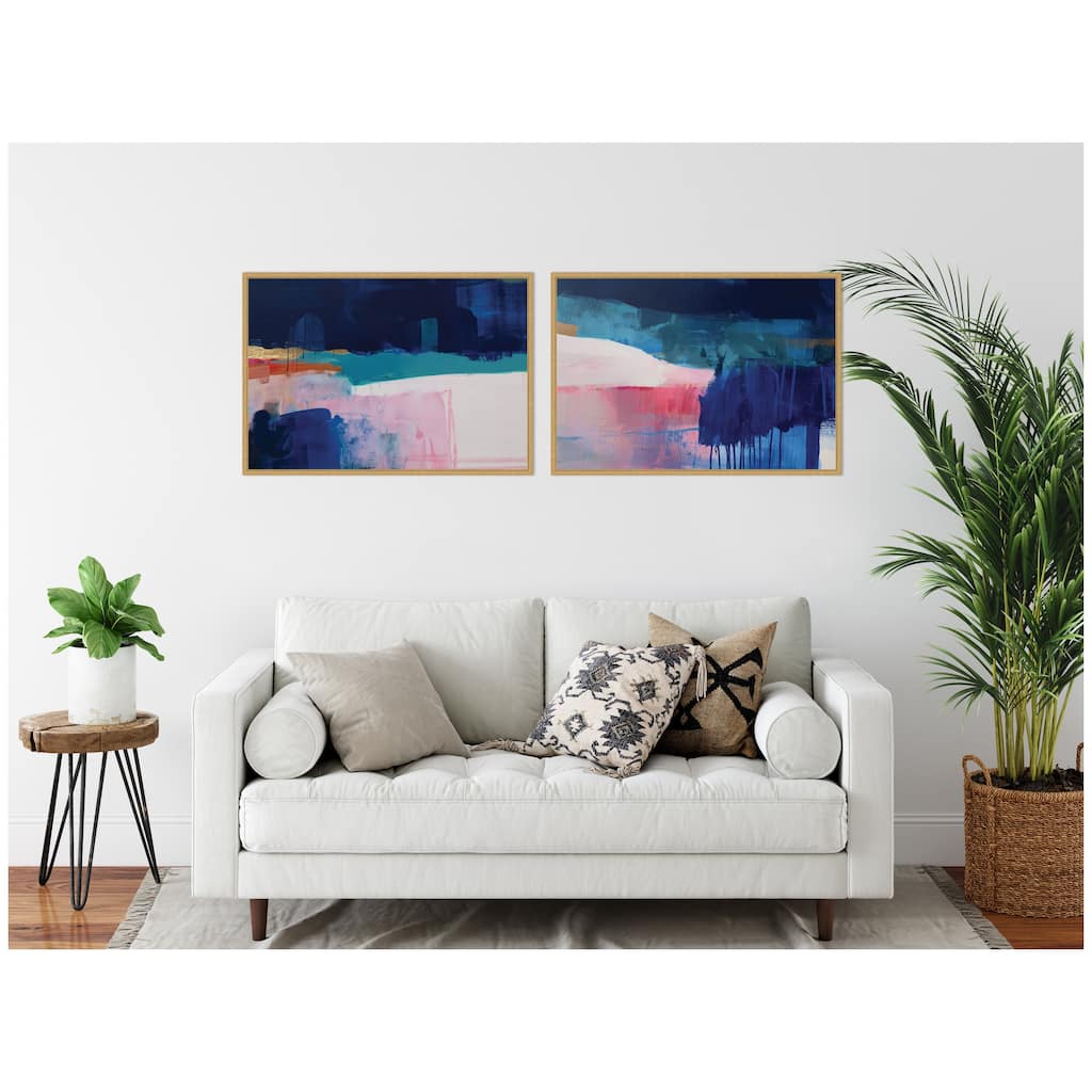 Kate and Laurel Blue Current No. 1 & No. 2 2 Piece Framed Canvas Wall Art Set by Amy Lighthall