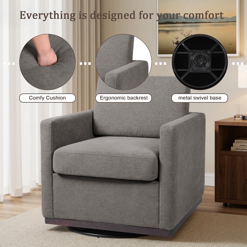 Modern Upholstered Swivel Accent Armchair Set of 2