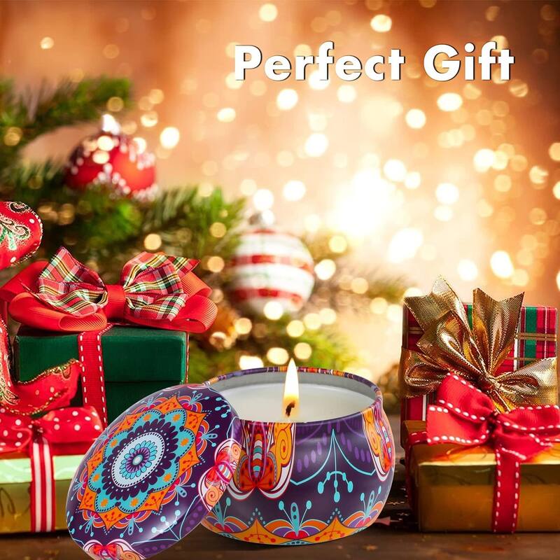 4-Piece Scented 4 oz Tin Candle Gift Set with Soy Wax (120H Burn Time)