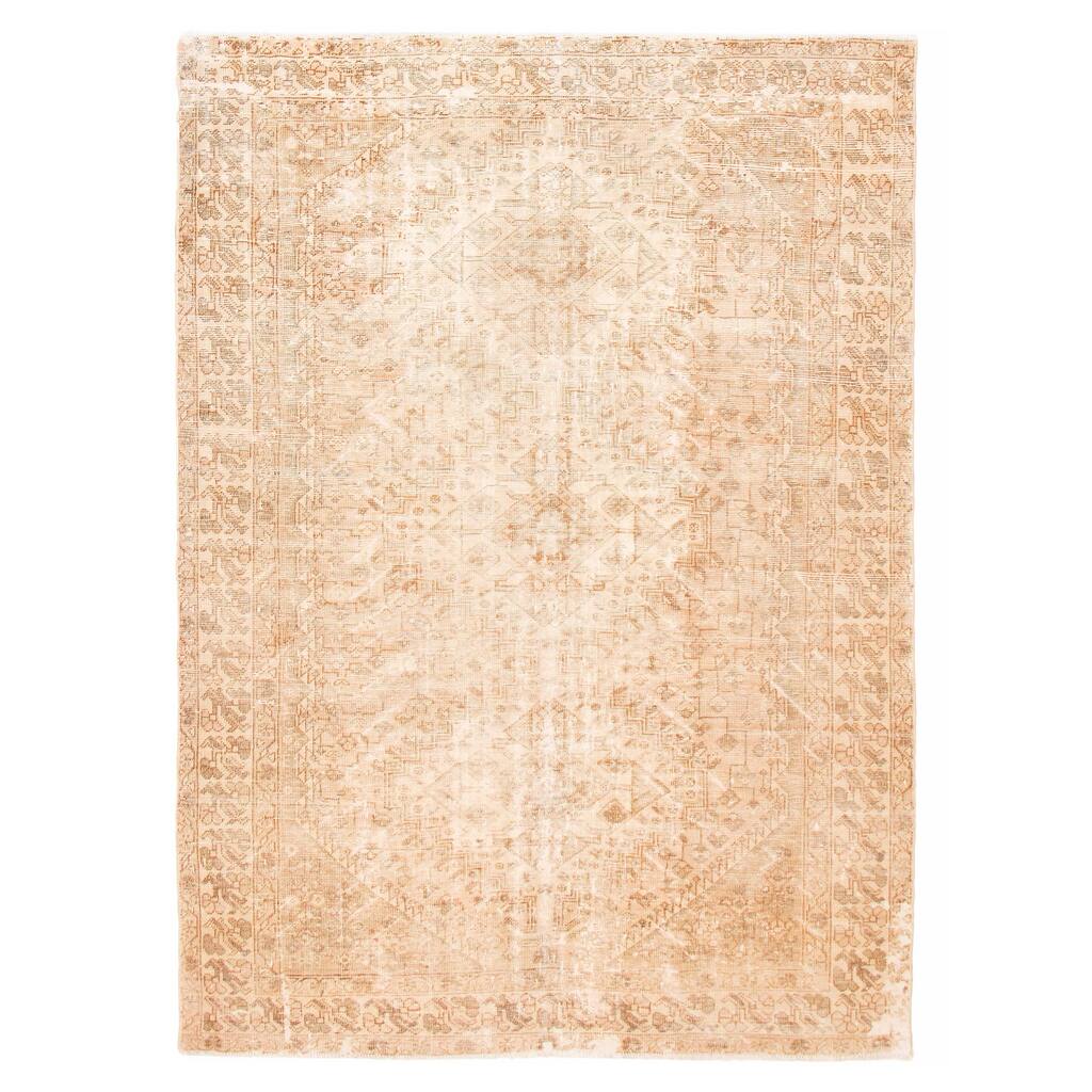 ECARPETGALLERY Hand-knotted Antalya Vintage Beige Wool Rug - 6'10 x 9'9
