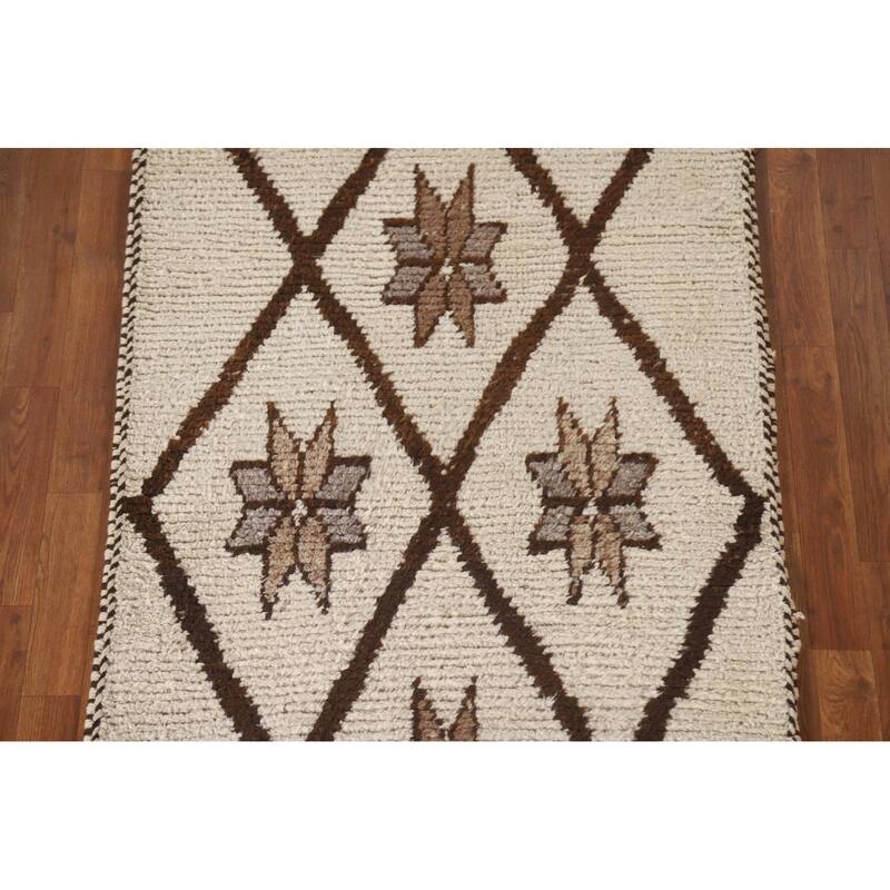 Natural Dye Anatolian Oriental Runner Rug Hand-knotted Wool Carpet - 3'5"x 10'7"