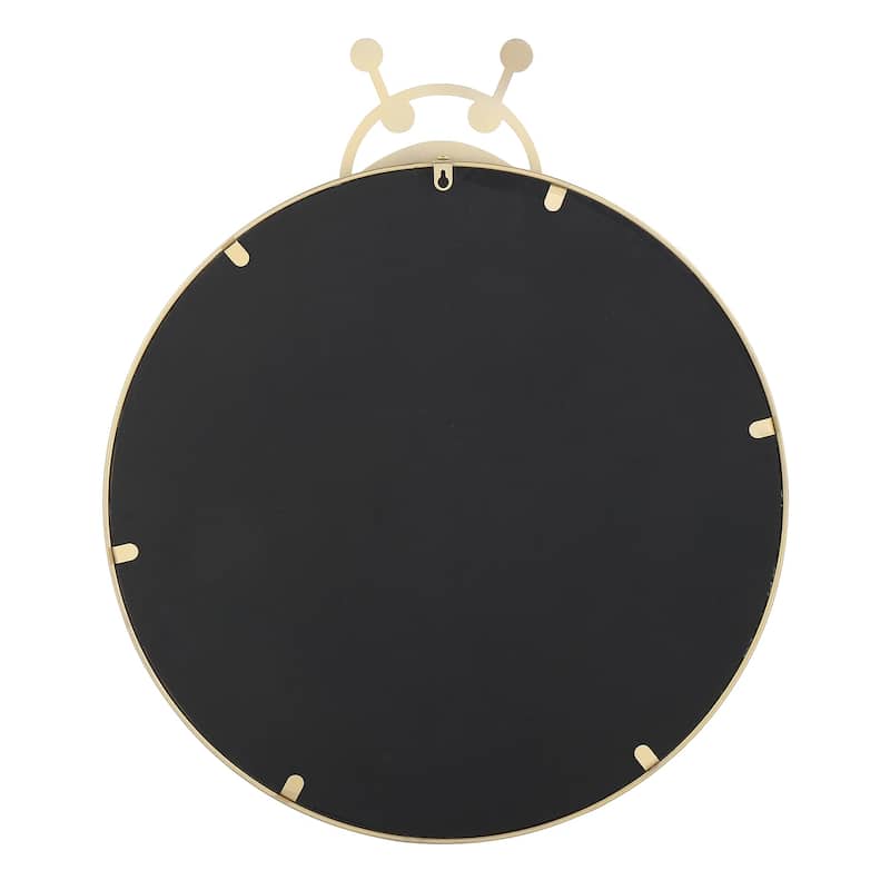 MacLuu Ladybug Shaped Decorative Round Metal Wall Mirror - Gold - 24" x 24"
