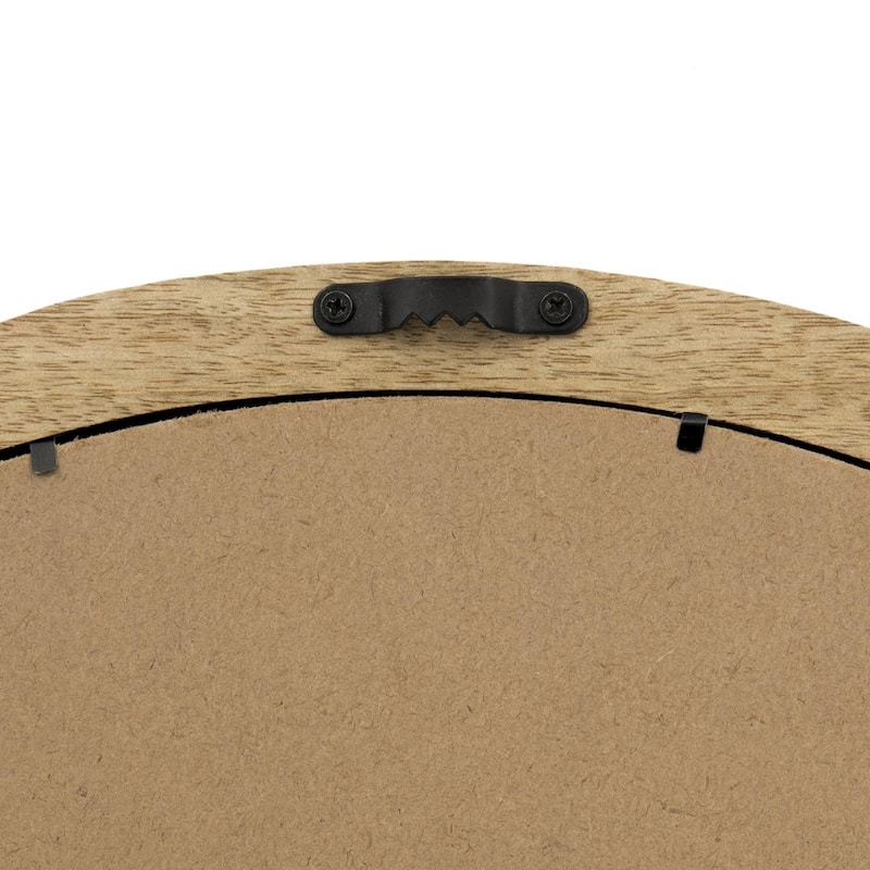 Round mirror with solid wood frame