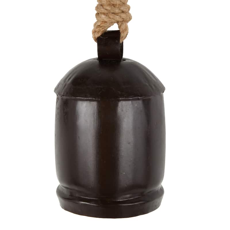 Metal Cluster Indoor Outdoor Decorative Cow Bells with Jute Hanging Rope - Set of 3 Black or Gold - Roche River Decor