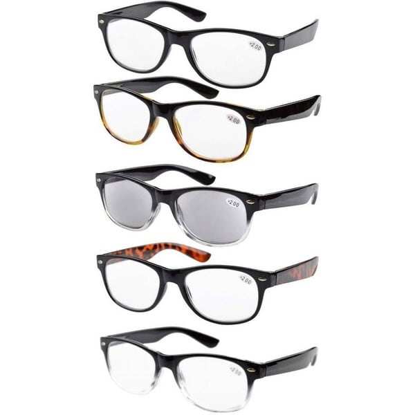 5-pack Decent Reading Glasses Include Sunshine Readers for Women Men