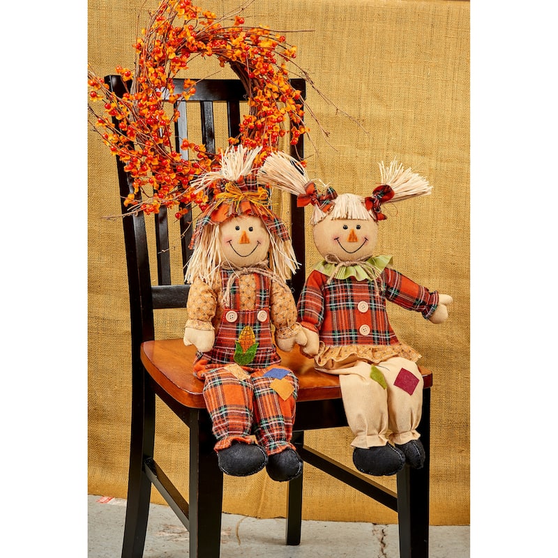24" Sitting Scarecrow, Set of 2