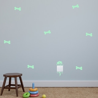 Walplus Peel and Stick Wall Sticker Glow In The Dark Bone Dog Room Decor