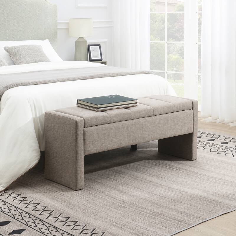 Modern Bed End Bench with Storage,Upholstered Large Foot Rest Stool, Comfy Window