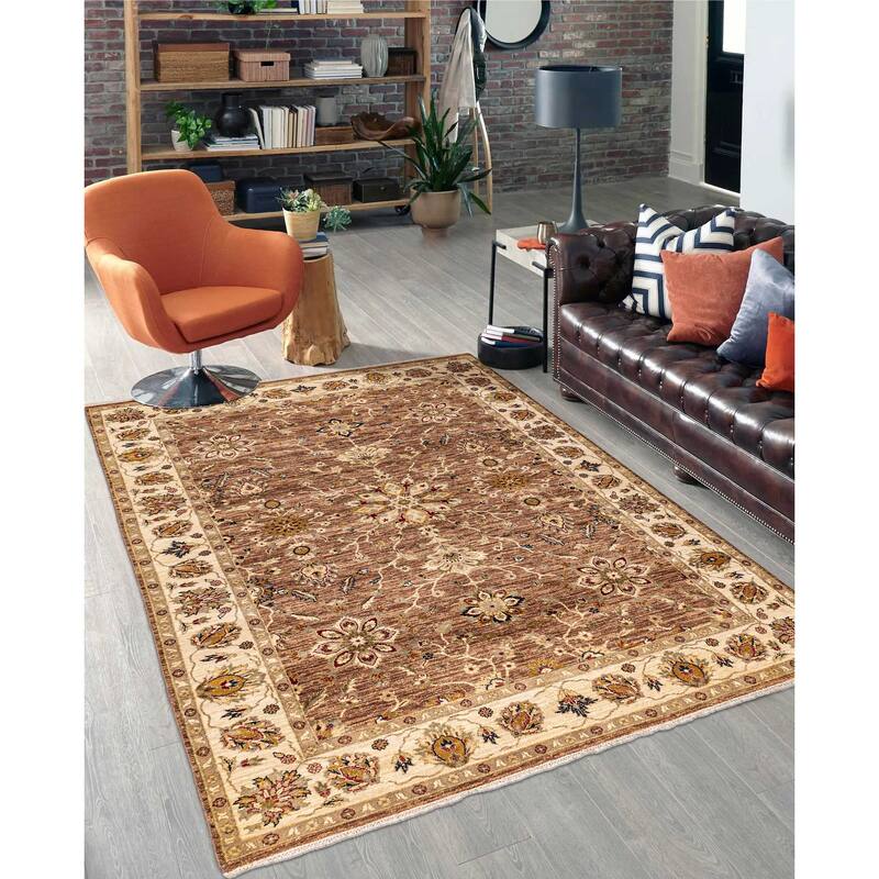 ECARPETGALLERY Hand-knotted Jamshidpour Brown Wool Rug - 5'6 x 8'1