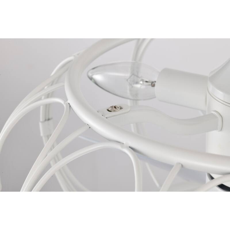 Eoin White Caged Lighted Ceiling Fan Fandelier 7-Blade Remote Control