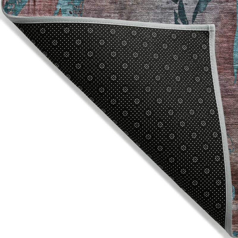Machine Washable Indoor/ Outdoor Modern Floral Chantille Rug