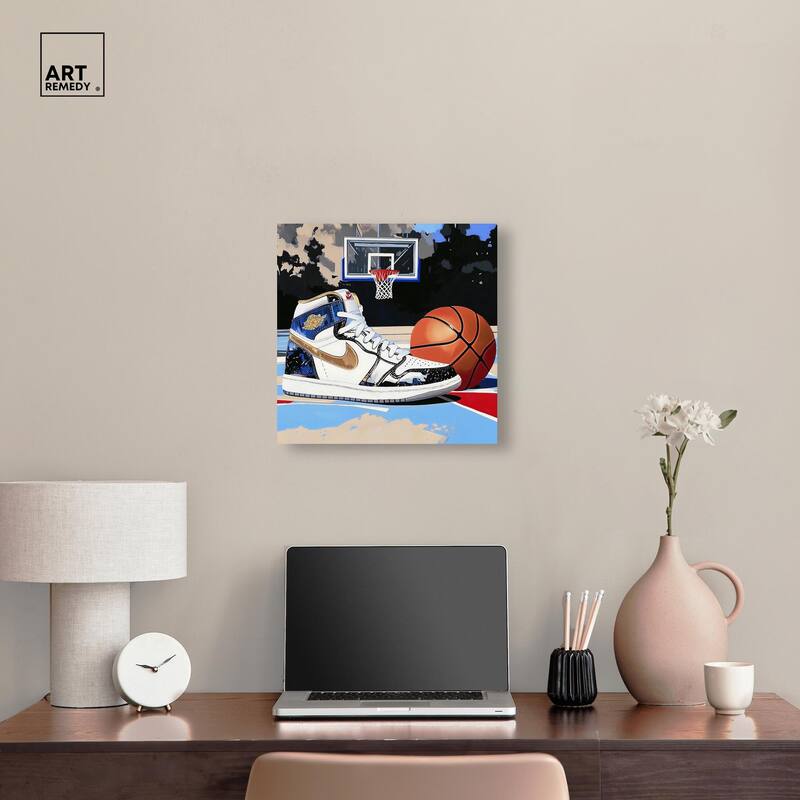 Basketball Court Blues Canvas by Art Remedy, Gallery Wrapped