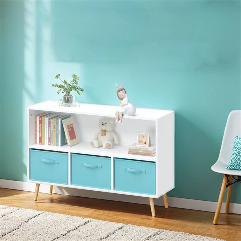 Kids bookcase with Collapsible Fabric Drawers,Children's Book Display