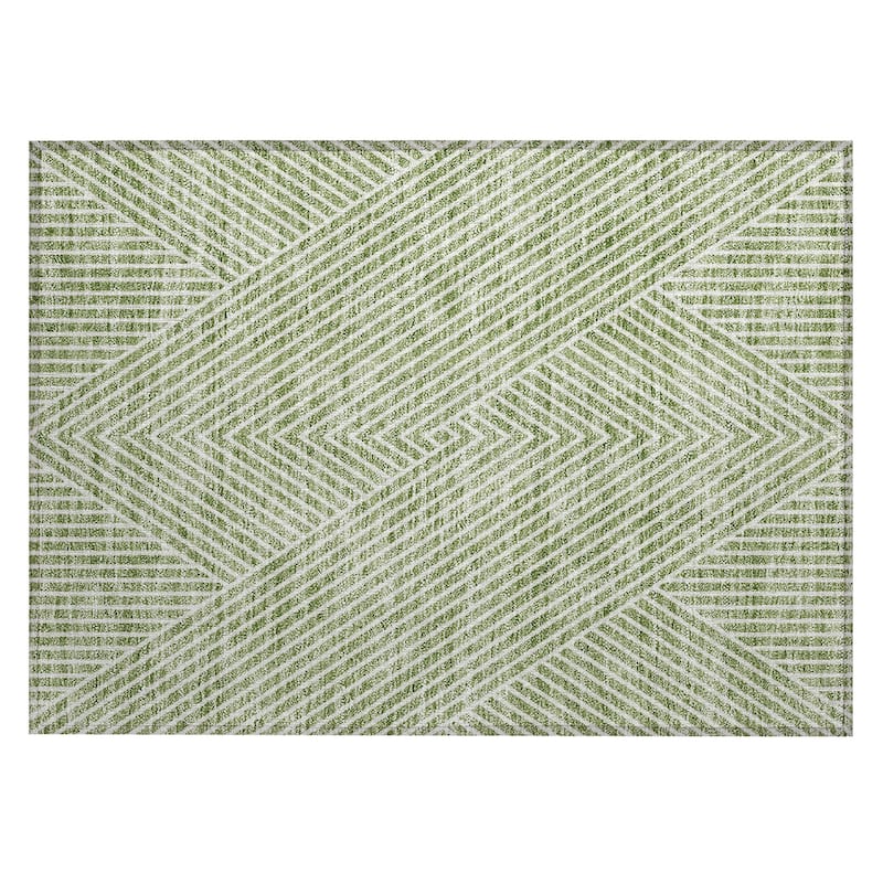 Machine Washable Indoor/ Outdoor Modern Geo Chantille Rug