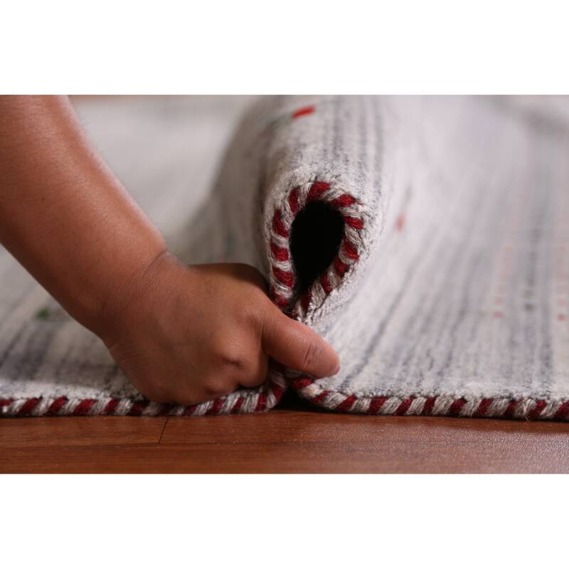 Hand Knotted Oriental 100% Wool Carpet Tribal Animal Pictorial Greys & Charcoal Gabbeh Area Rug - 9' 10'' X 7' 10''