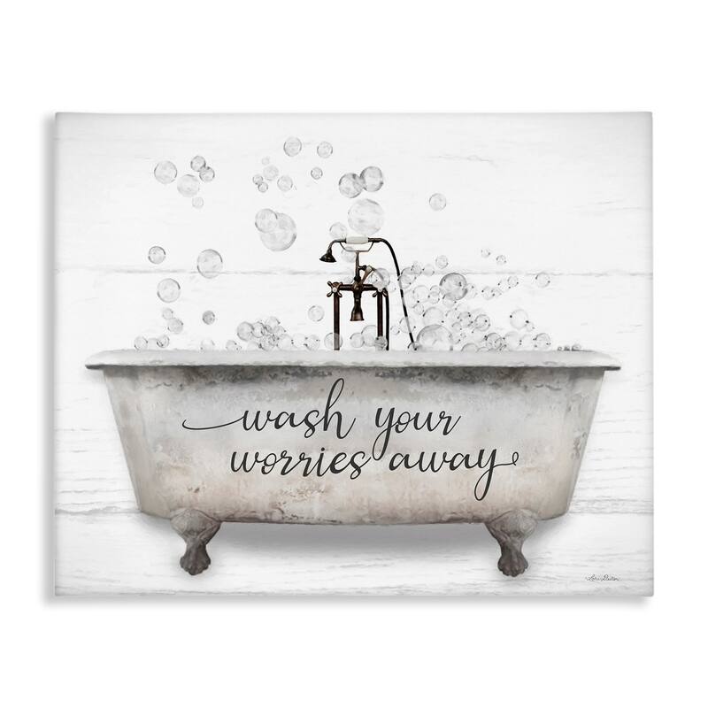 Stupell Wash Your Worries Away Tub Bubbles Canvas Wall Art by Lori Deiter - 20 x 16