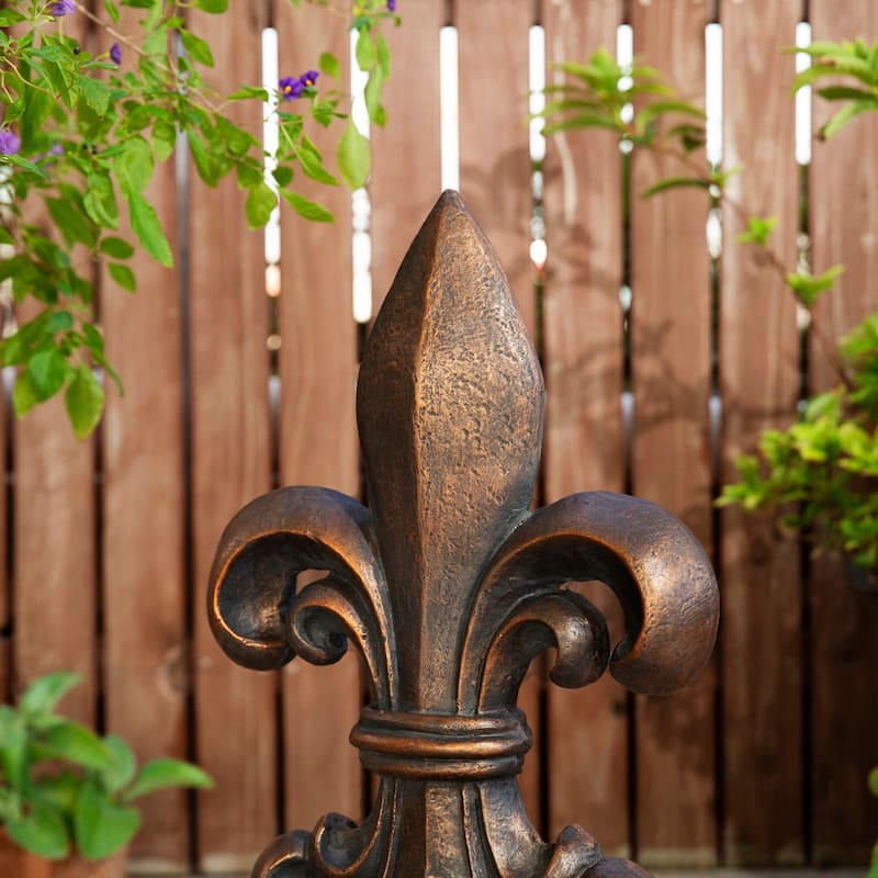 MgO Bronze French Holiness Fleur De Lis LYS Garden Statue Coastal Sculpture by Glitzhome
