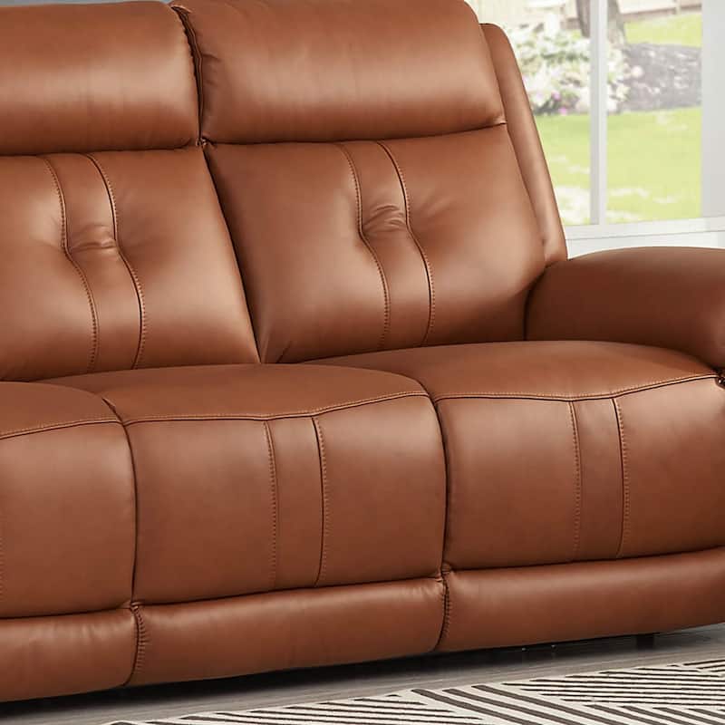 Hydeline Emma Zero Gravity Power Recline and Headrest Top Grain Leather Sofa Couch with Cup Holders
