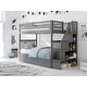 preview thumbnail 1 of 18, Woodland Staircase Bunk Bed with Twin Trundle in Grey Twin over Twin
