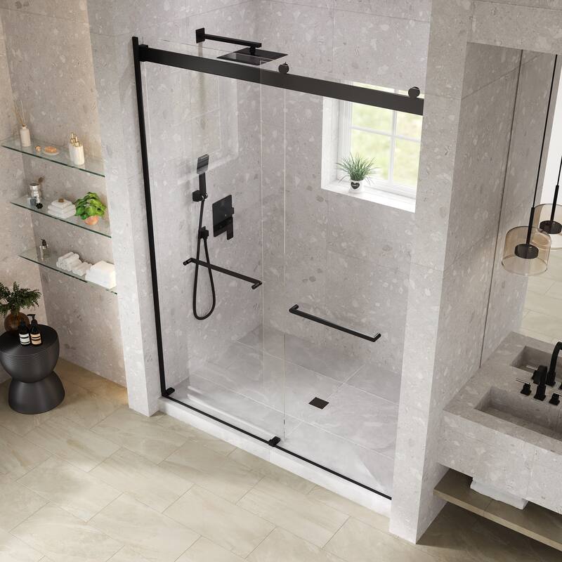 Eviva Glide Sliding Frameless Shower Door with Tempered Glass