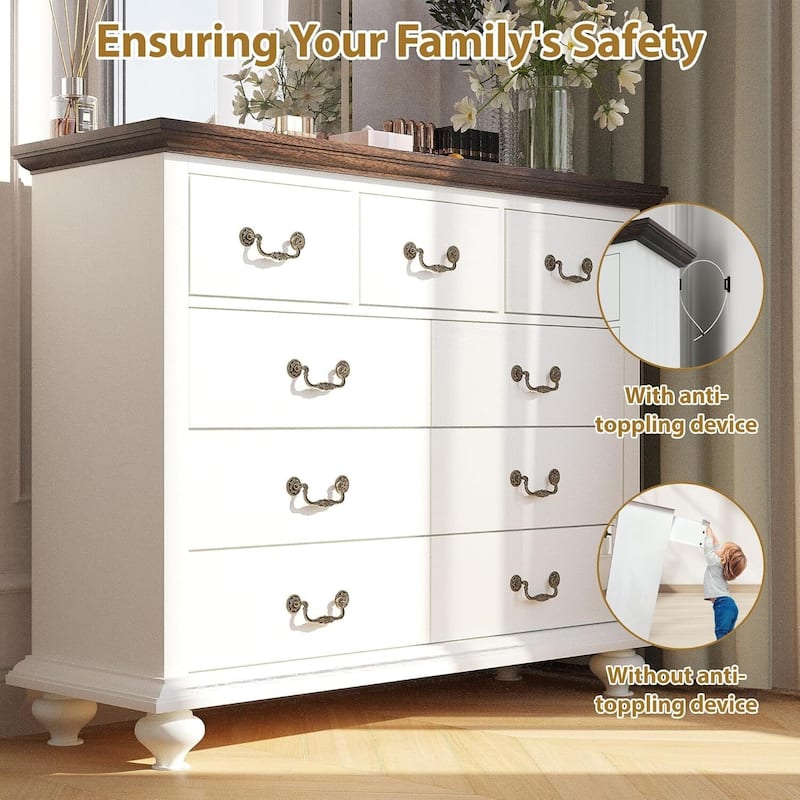 Rustic 9 Drawers Dresser for Bedroom, Living Room