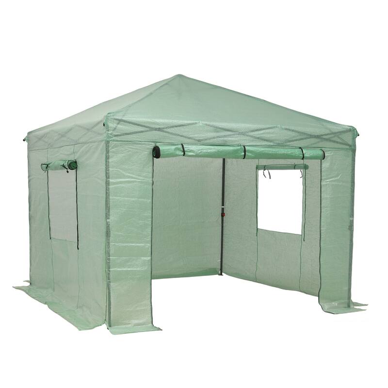 Ainfox 10X10FT Instant Pop-up Greenhouse, Walk-in Plant Gardening Green House